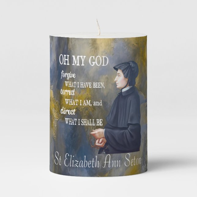 St Elizabeth Ann Seton Catholic Saint   Pillar Candle (Front)