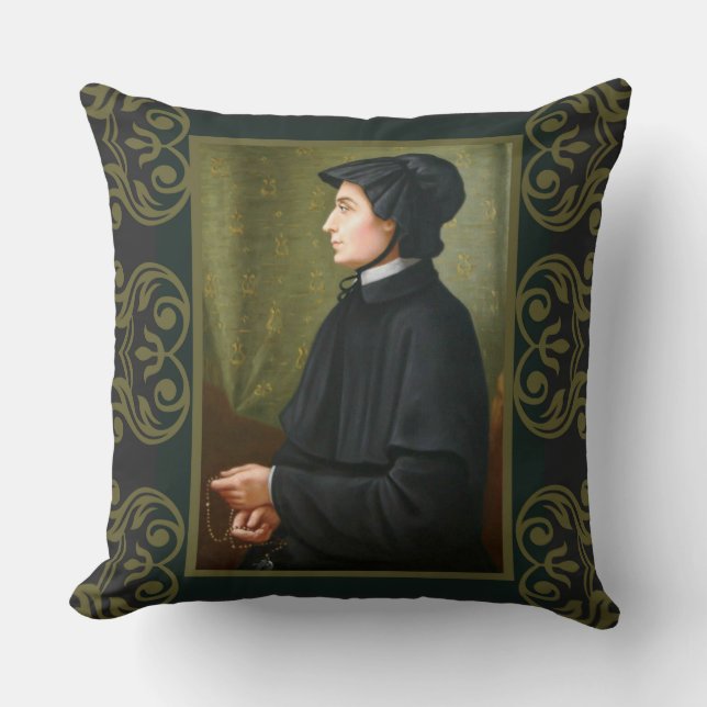St. Elizabeth Ann Seton Sister Rosary Charity Throw Pillow (Front)