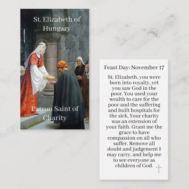St. Elizabeth of Hungary Customizable Prayer Card (Front/Back)