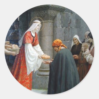 St. Elizabeth Of Hungary Feeds The Poor Classic Round Sticker by dmorganajonz at Zazzle
