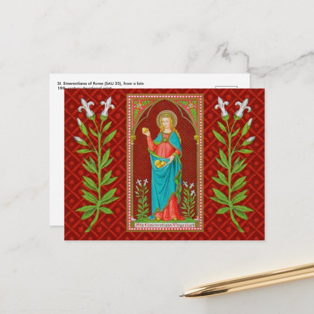 St. Emerentiana of Rome (SAU 36) Postcard (Front/Back In Situ)