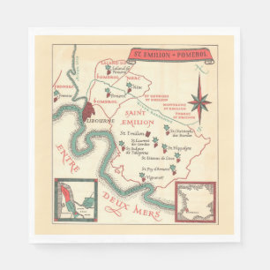  St. Emilion Bordeaux Wine Map Napkins