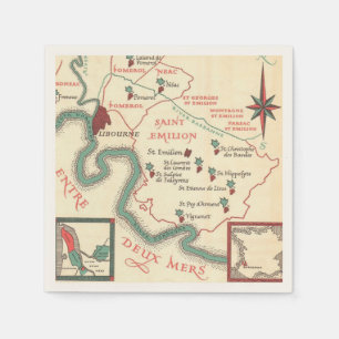 St. Emilion Bordeaux Wine Map Napkins