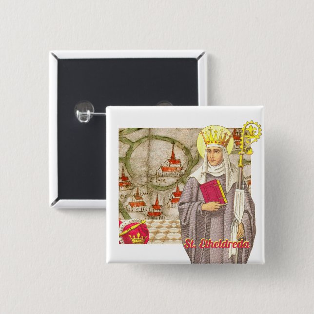St. Etheldreda (Audrey) (P 003) Button (Front & Back)