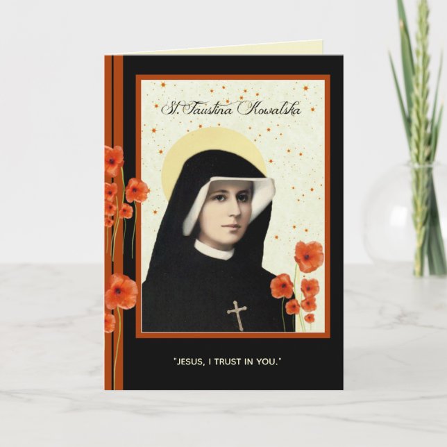 St. Faustina Kowalska of Divine Mercy Religious Card (Front)