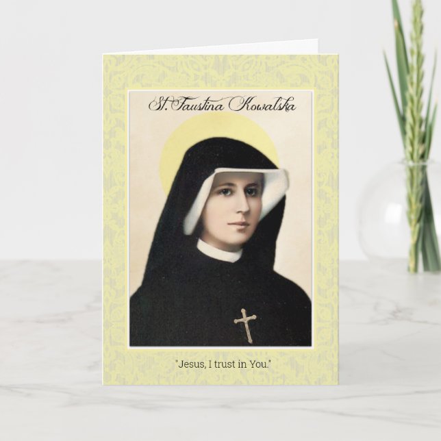 St. Faustina Kowalska of Divine Mercy Religious Card (Front)