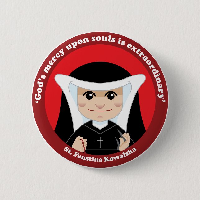 St. Faustina Kowalska Pinback Button (Front)