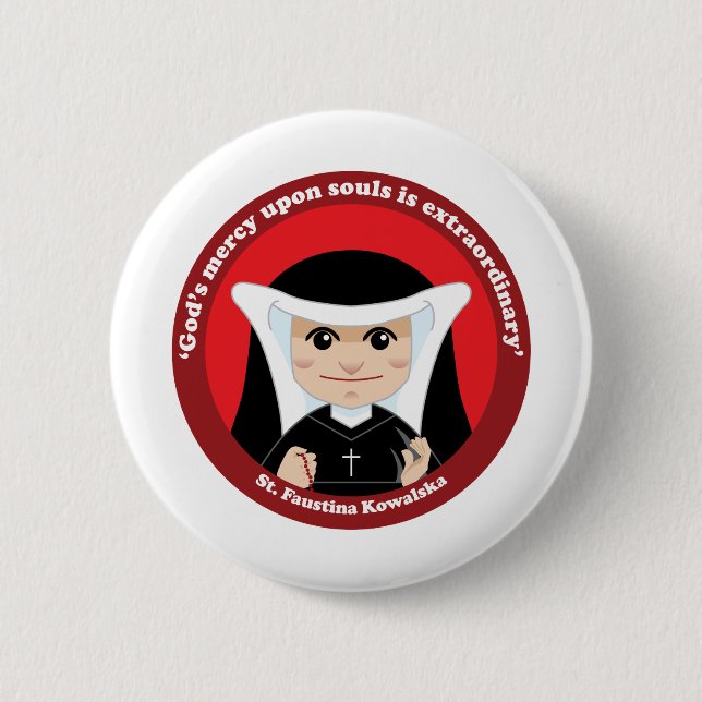 St. Faustina Kowalska Pinback Button (Front)