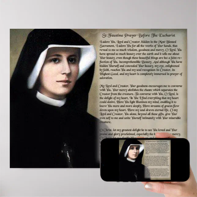 St. Faustina Prayer Before The Eucharist. Poster | Zazzle