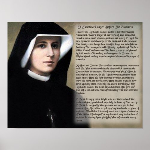 St Faustina Prayer Before The Eucharist Poster