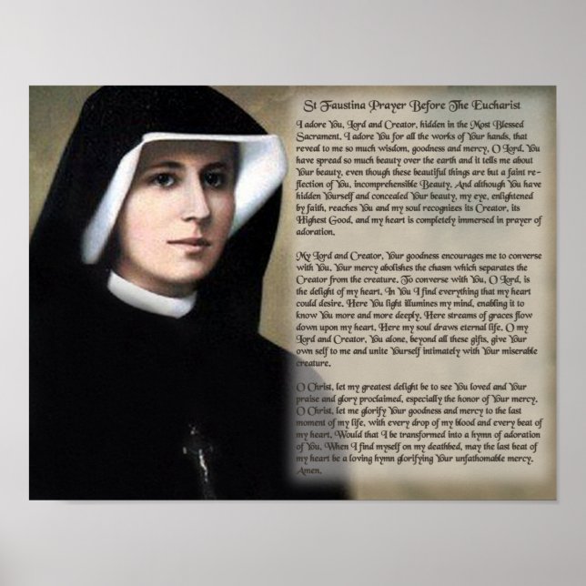 St. Faustina Prayer Before The Eucharist. Poster (Front)