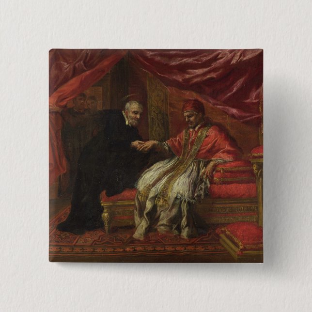 St. Filippo Neri Curing Pope Clemente VIII Pinback Button (Front)