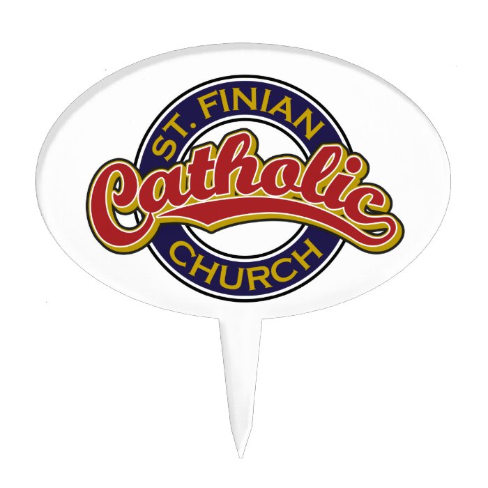 St. Finian Catholic Church Red on Blue Cake Topper