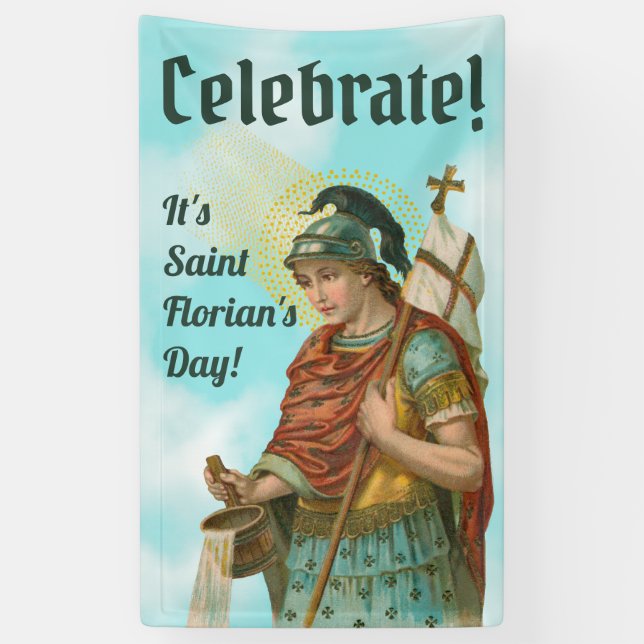 St. Florian with Bucket (Clear Skies; M 019) Banner (Vertical)