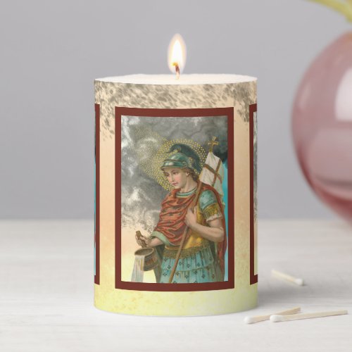 St Florian with Bucket Smoke M 019 3x4 Pillar Candle