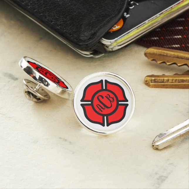 St. Florian's Cross with Monogram Lapel Pin (In Situ)