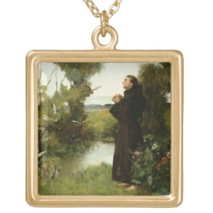 St. Francis, 1898 (oil on canvas) Gold Plated Necklace
