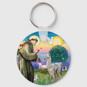St Francis and Llama Baby Keychain