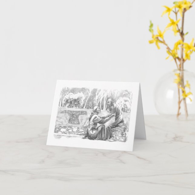 St. Francis and the Leper Card (Yellow Flower)