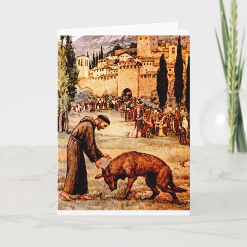 St Francis and the Wolf Card