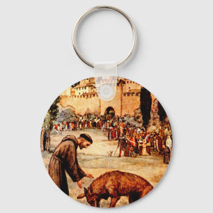 St Francis and the Wolf Keychain