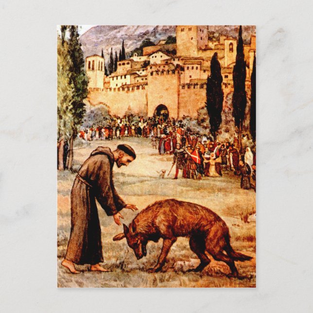 St Francis and the Wolf Postcard (Front)