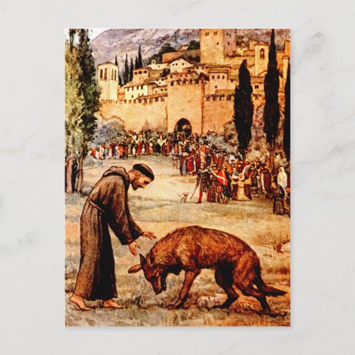St Francis and the Wolf Postcard