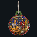 St. Francis Animal Protector Pet ID Tag<br><div class="desc">Protect your pet with this St. Francis of Assisi image. Customize the back with your pet's name and your phone number. The back text reads "ST. FRANCIS OF ASSISI PROTECTOR OF ANIMALS" in a circular shape around the edge. The front design features a stained glass image of St. Francis surrounds...</div>