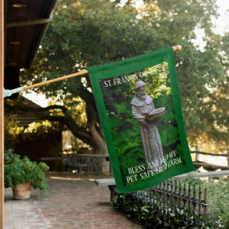 St Francis Bless and Keep My Pet Safe Custom House Flag