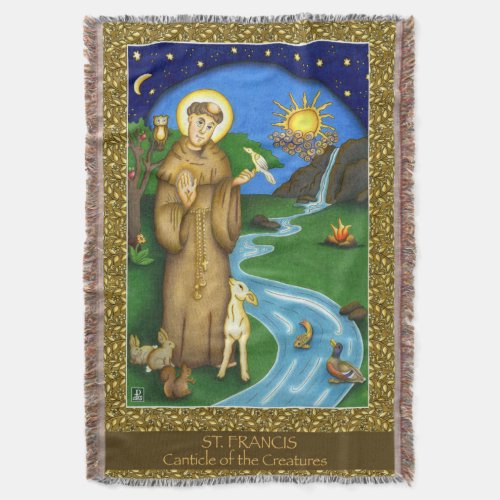 St Francis â Canticle of the Creatures Throw Blanket