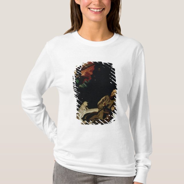 St. Francis comforted by an Angel Musician T-Shirt (Front)