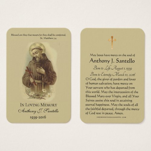 St Francis Crucifix Funeral Memorial Holy Card