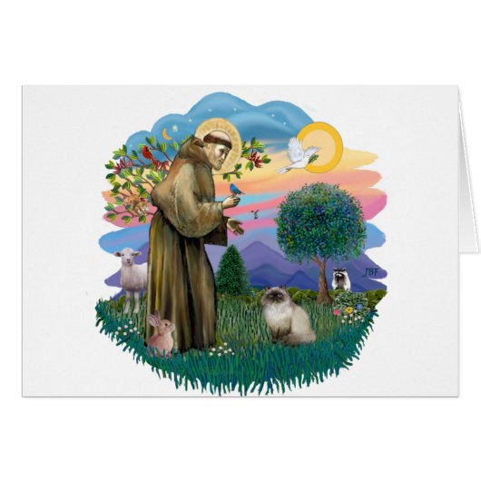 St Francis (ff) - Seal Point Himalayan cat Cards (Front Horizontal)