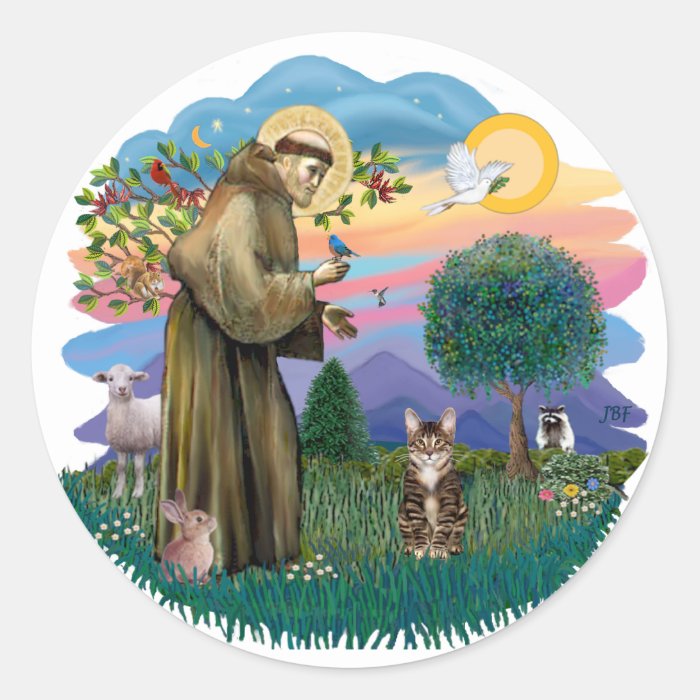 St francis (ff)   Tabby Tiger cat Sticker