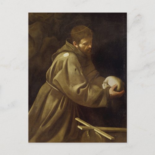 St Francis in Prayer by Caravaggio Postcard