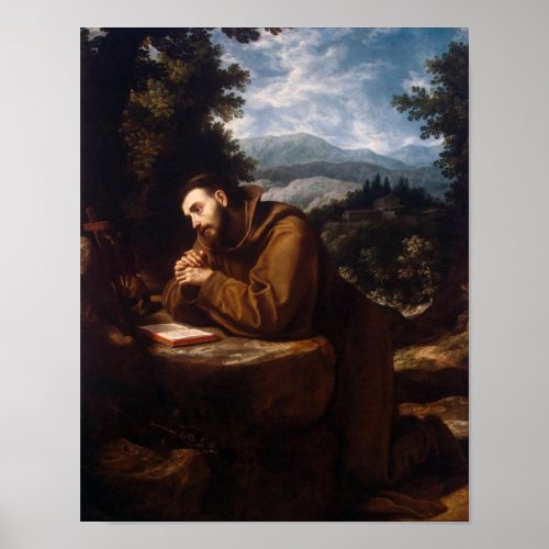 St Francis in Prayer Poster