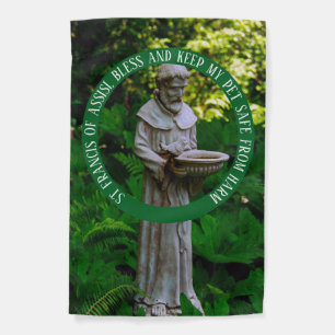 St Francis Keep Pet Safe Name Photo Custom Garden Flag