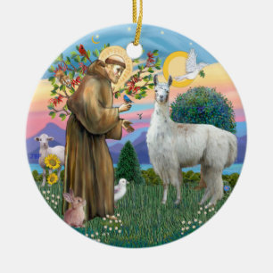 St Francis - Llama 12 Ceramic Ornament