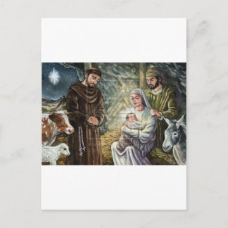 St Francis Nativity Scene, Christmas, Faith, Gift Holiday Postcard