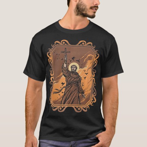 St Francis of Assisi Art Patron Saint of Animals C T_Shirt