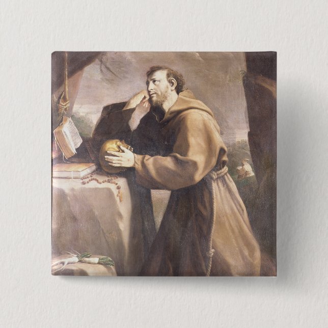 St. Francis of Assisi at Prayer Button (Front)