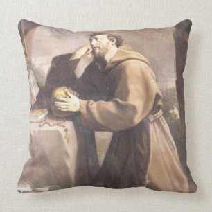 St. Francis of Assisi at Prayer Throw Pillow