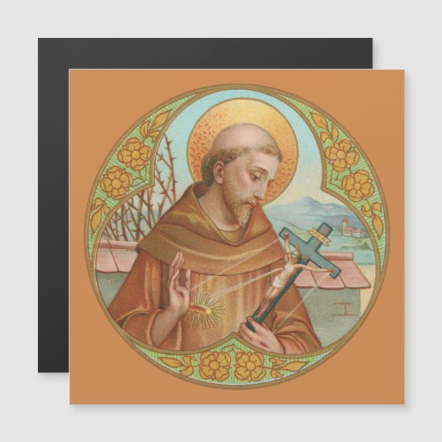 St Francis of Assisi (BK02) Magnetic Greeting Card (Front/Back)
