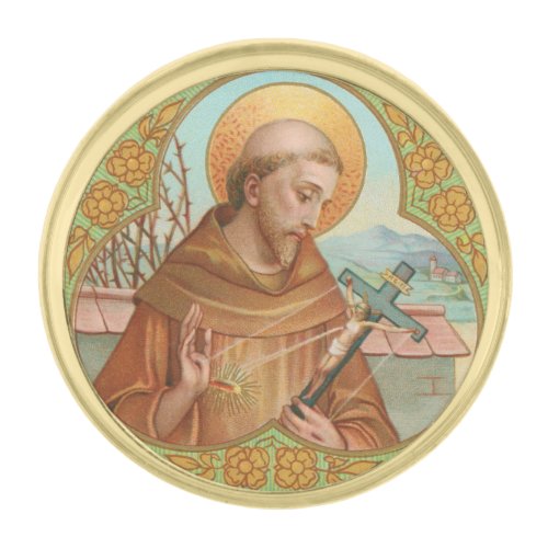 St Francis of Assisi BK 002 Gold Finish Lapel Pin