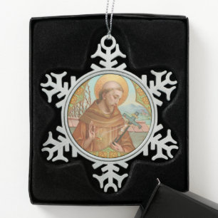 St. Francis of Assisi (BK 002) Snowflake Pewter Christmas Ornament