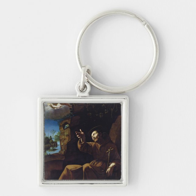 St. Francis of Assisi Consoled by an Angel Keychain (Front)