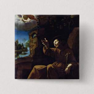 St. Francis of Assisi Consoled by an Angel Pinback Button
