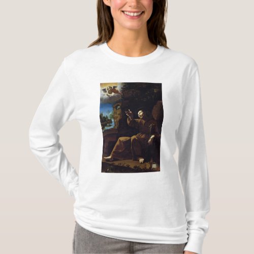 St Francis of Assisi Consoled by an Angel T_Shirt