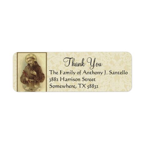 St Francis of Assisi Crucifix Label