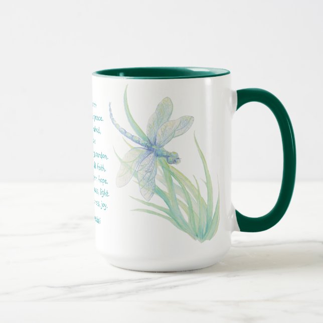 St. Francis of Assisi Dragonfly in Blue Aqua Mug (Right)